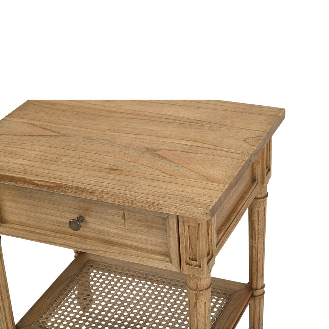 Hamilton Cane Bedside Table - 57cm Weathered Oak - SEATONES