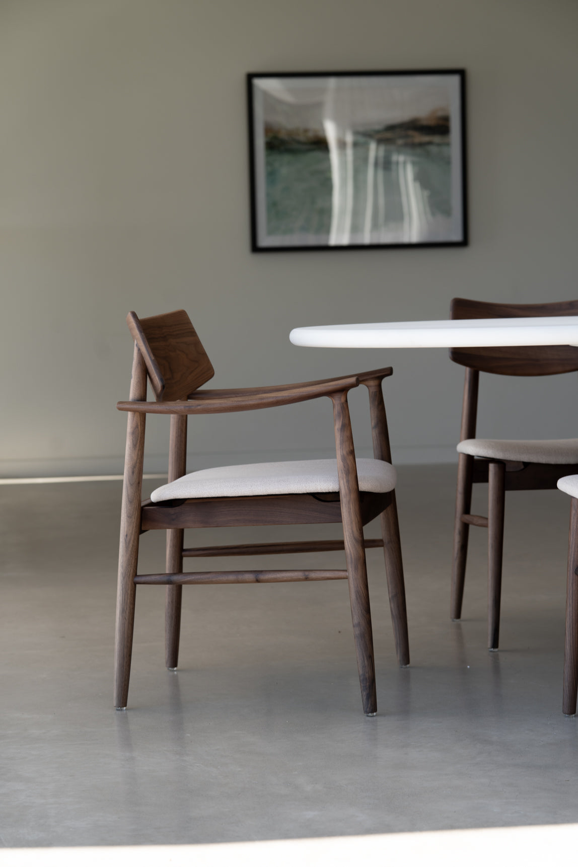 Harlow Armchair - Walnut - Linen Seat