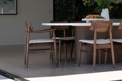 Harlow Armchair - Walnut - Linen Seat