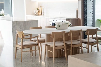 Harlow Dining Chair - Natural with Linen Seat