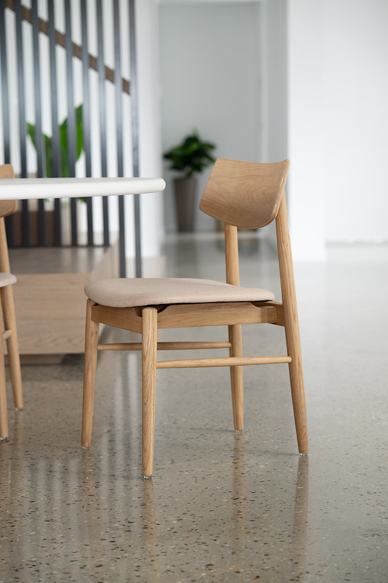 Harlow Dining Chair - Natural with Linen Seat