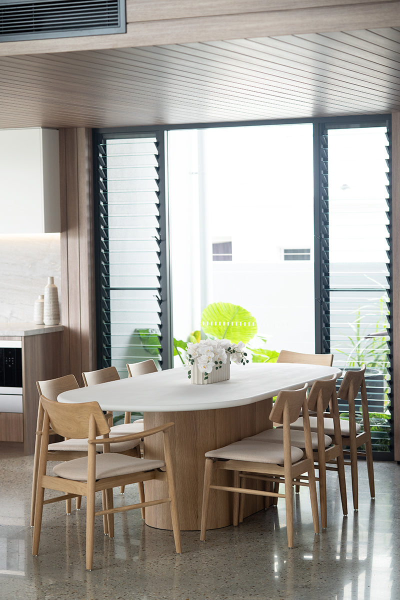 Harlow Dining Chair - Natural with Linen Seat