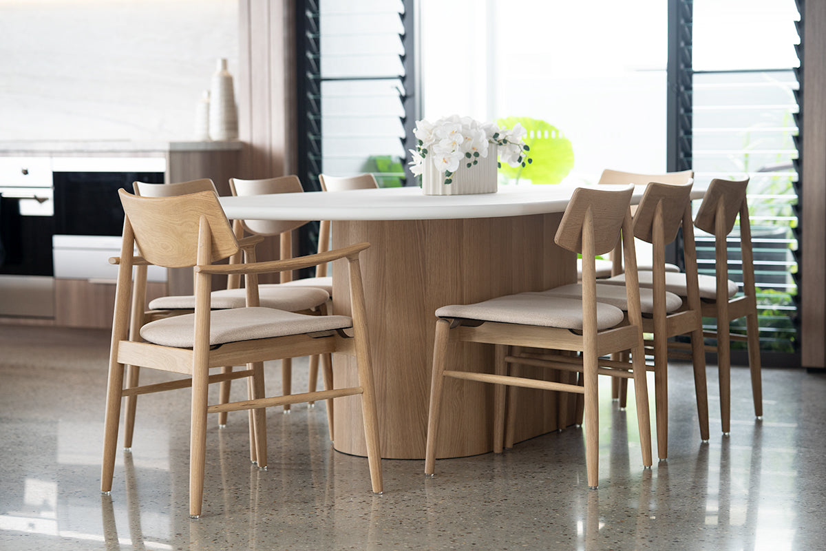 Harlow Dining Chair - Natural with Linen Seat