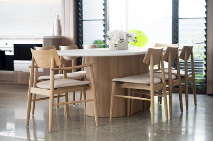 Harlow Dining Chair - Natural with Linen Seat
