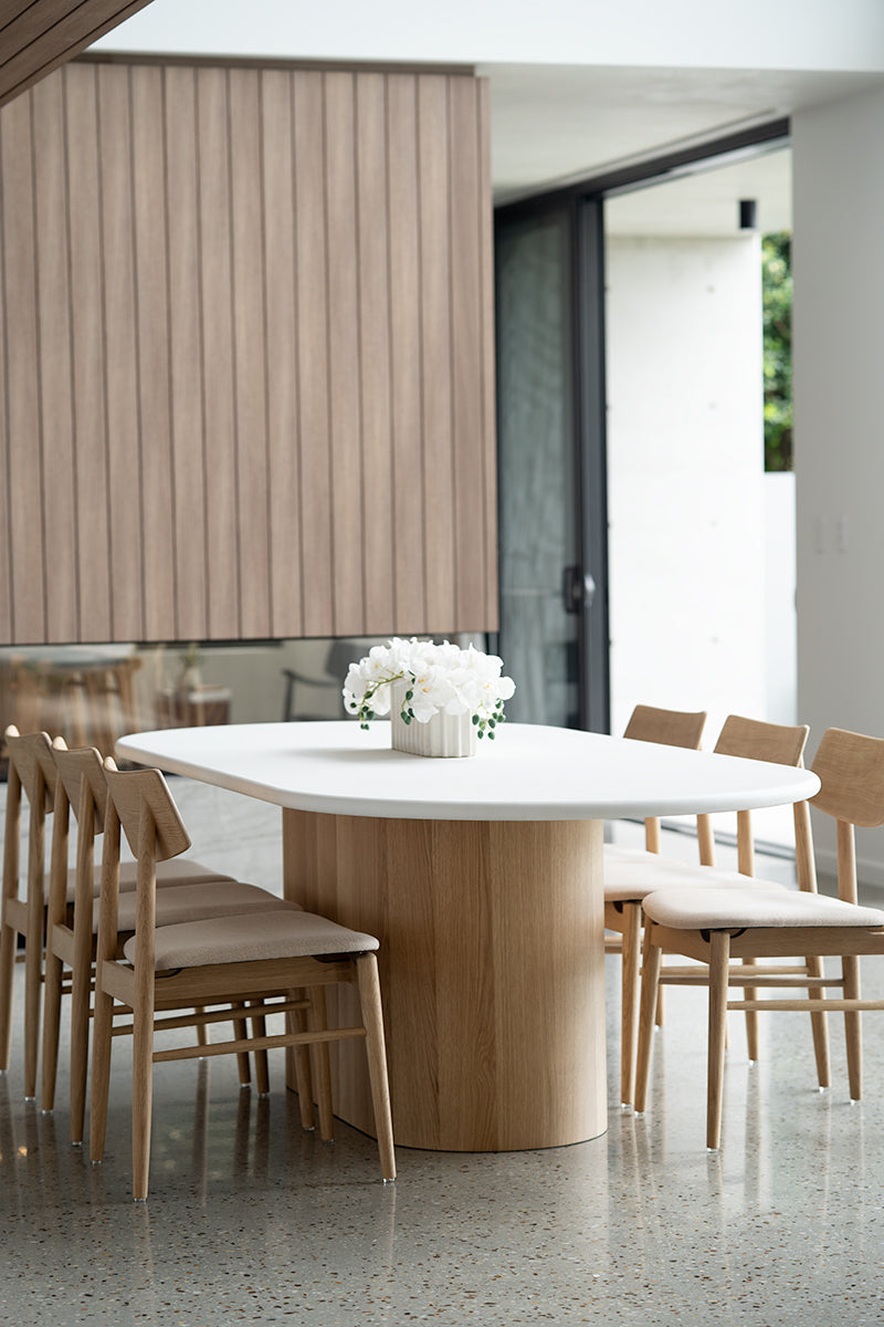 Harlow Dining Chair - Natural with Linen Seat