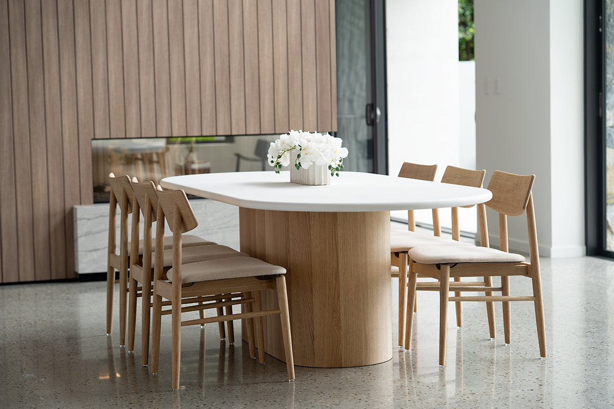 Harlow Dining Chair - Natural with Linen Seat