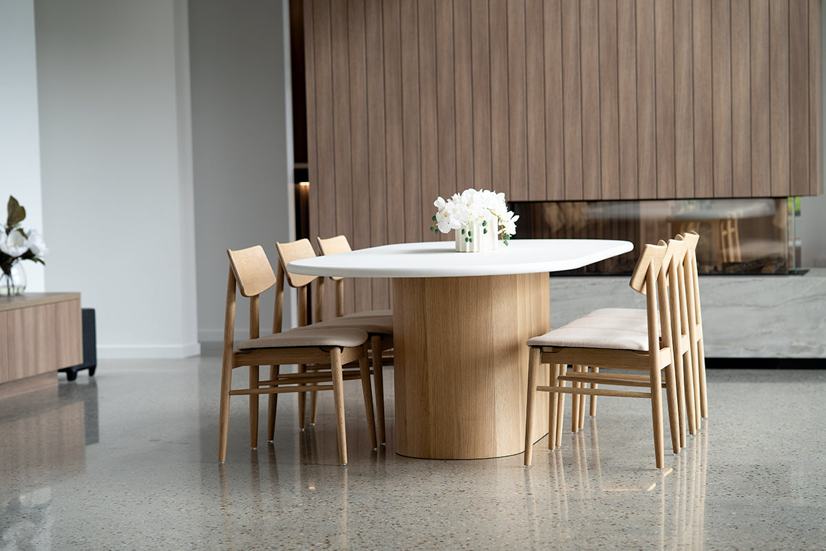 Harlow Dining Chair - Natural with Linen Seat