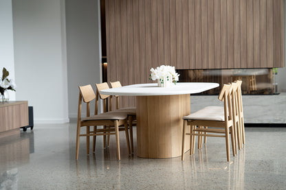 Harlow Dining Chair - Natural with Linen Seat