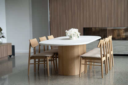 Harlow Dining Chair - Natural with Linen Seat