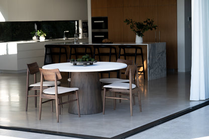 Harlow Dining Chair - Walnut with Linen Seat