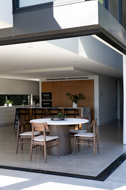 Harlow Dining Chair - Walnut with Linen Seat