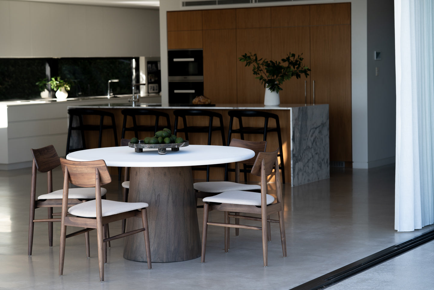 Harlow Dining Chair - Walnut with Linen Seat