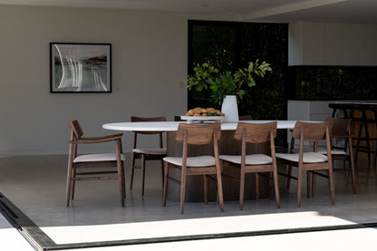 Harlow Dining Chair - Walnut with Linen Seat