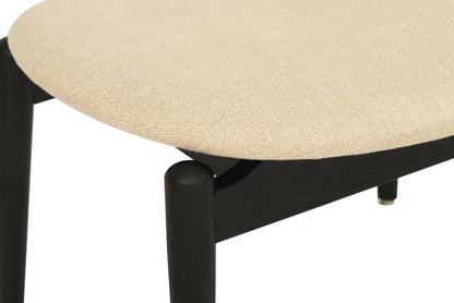 Harlow Foot Stool - Black with Linen