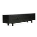 Rear of Iluka Four Door Entertainment Unit – Black showing timber back with round cable management holes