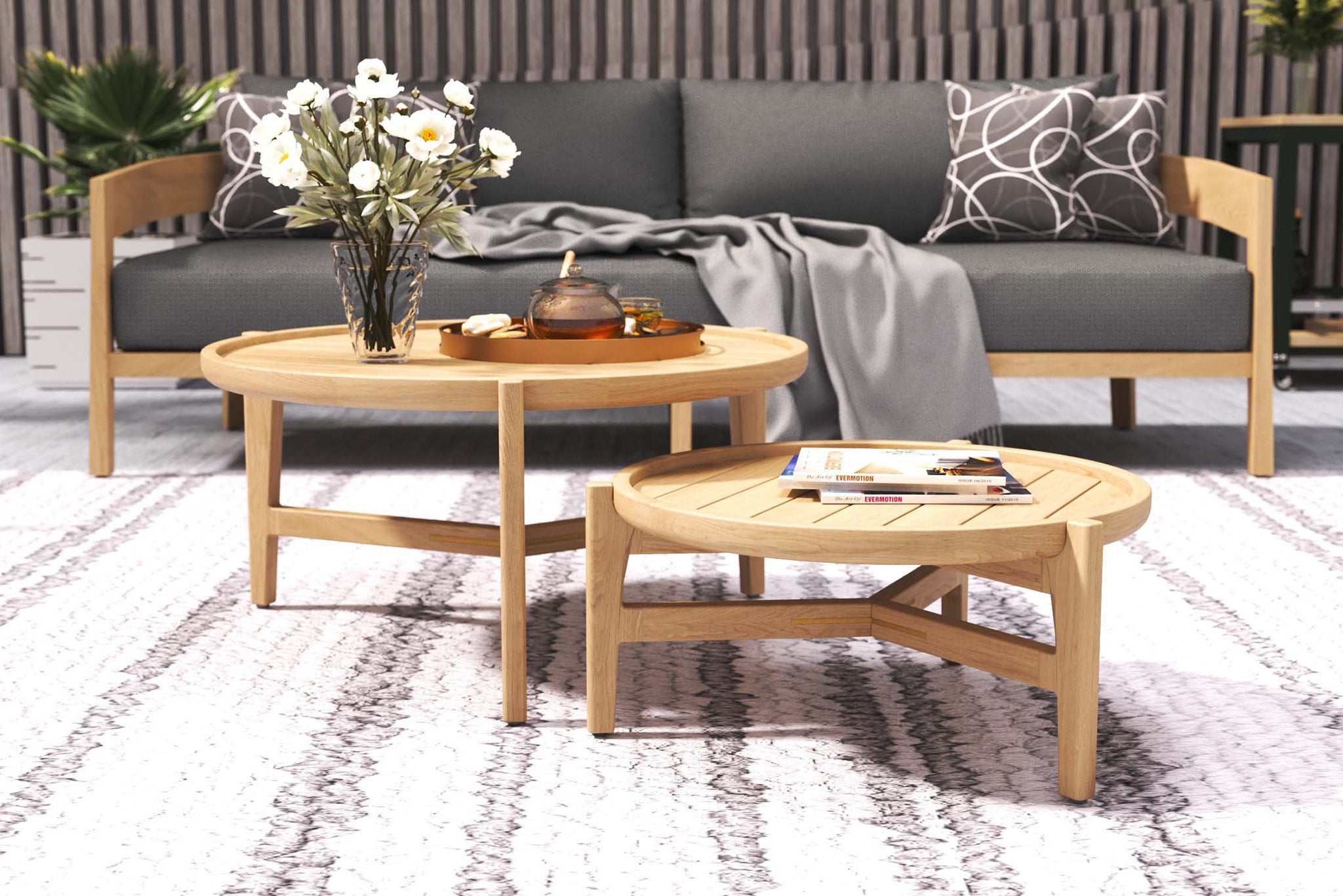 Kingscliff Outdoor Round Coffee Table - Natural - 80cm