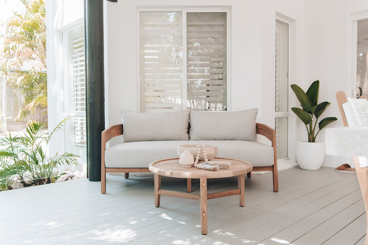 Kingscliff Outdoor Round Coffee Table - Natural - 80cm