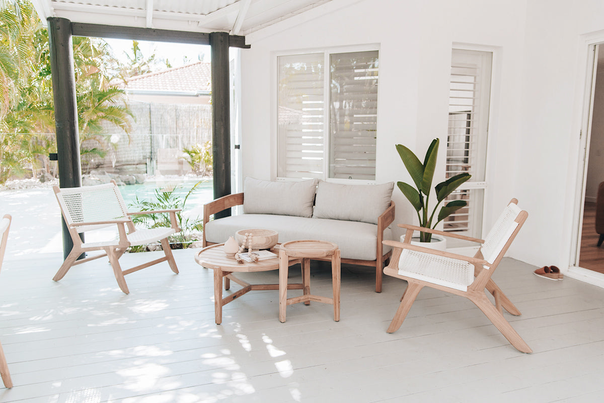 Kingscliff Outdoor Round Coffee Table - Natural - 80cm