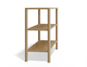 Slightly angled side view of 2 tier bookshelf made from American oak.