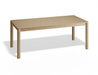 Slightly angled front view of a medium Nordica wooden dining table in natural oak finish.