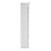 Side view of traditional 3 level white timber pantry cabinet with 6 glass doors.