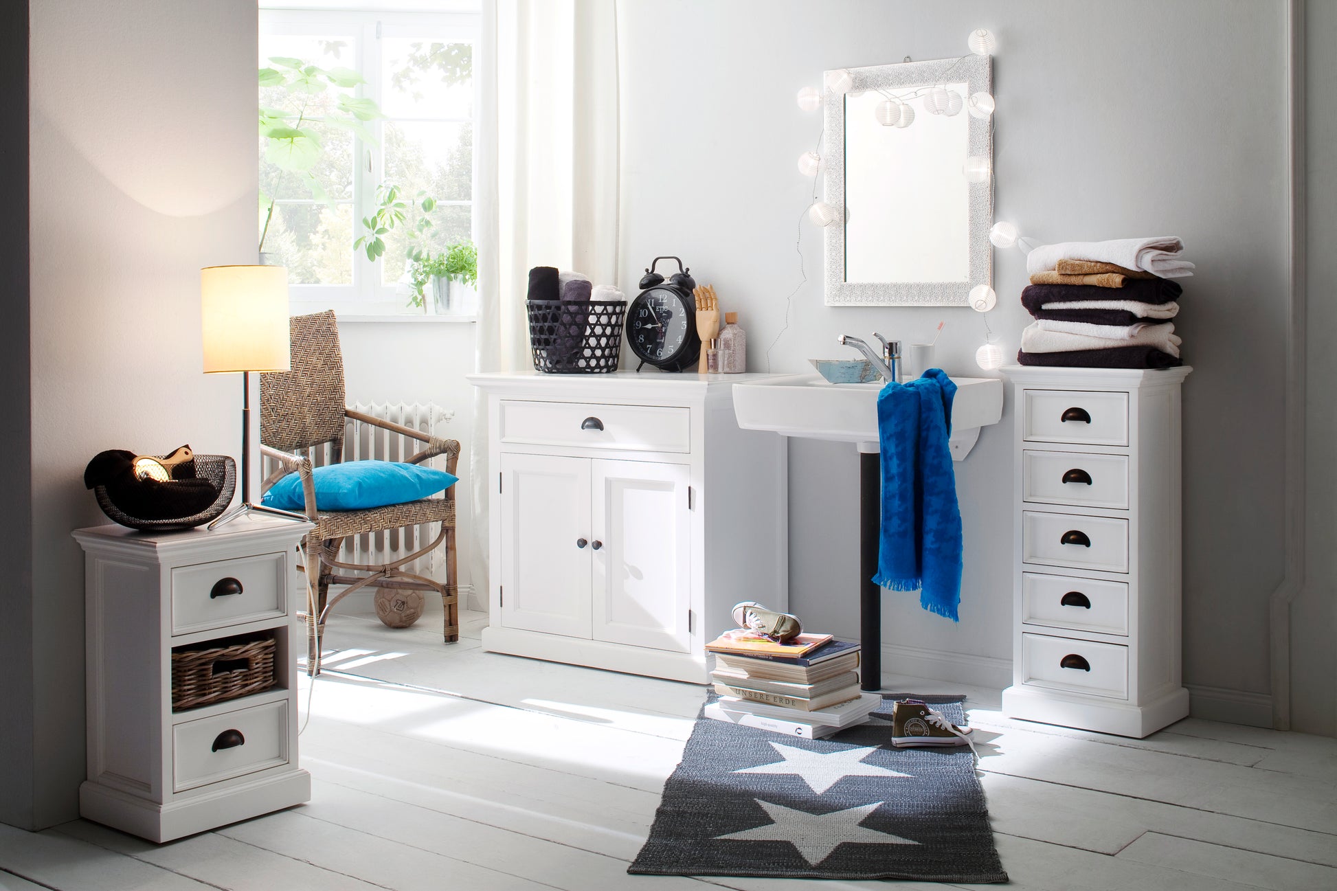 Halifax Bedside Storage Unit with Basket - SEATONES