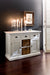 NovaSolo Halifax white wooden buffet with 2 baskets, 2 doors and 3 drawers with antique brass hardware
