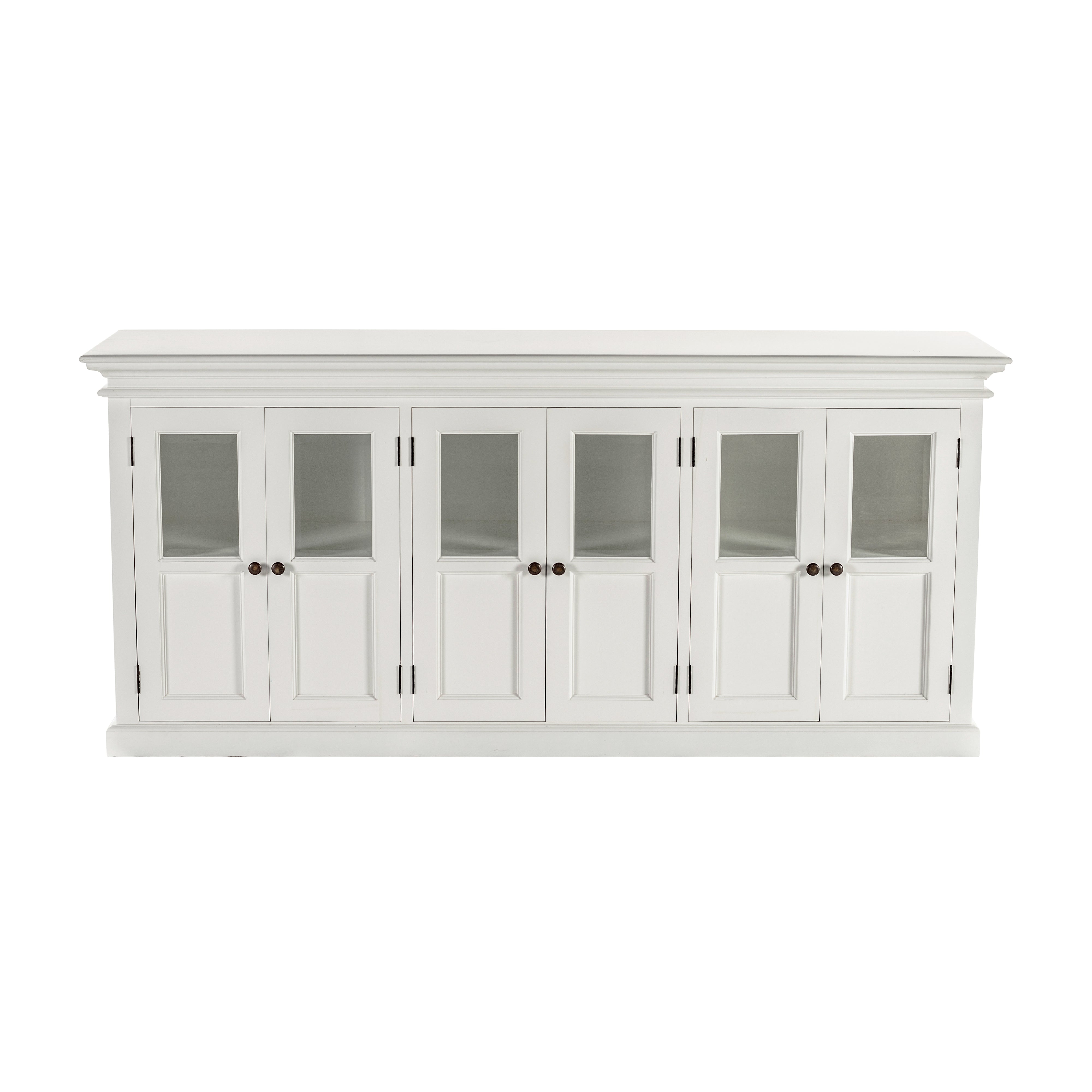 NovaSolo Halifax white wooden buffet with 6 glass doors