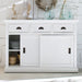 NovaSolo Halifax white wooden buffet with 2 sliding doors and 3 drawers with antique brass hardware