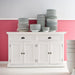 NovaSolo Halifax white wooden  classic buffet with 4 doors and 2 drawers with antique brass hardware