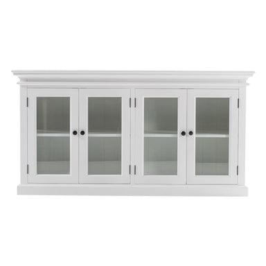 NovaSolo Halifax white wooden display buffet with 4 glass doors