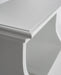 Close-up view of a white timber bed step corner.
