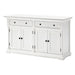 NovaSolo Provence white wooden classic buffet with 4 doors and 2 large drawers with antique brass hardware.
