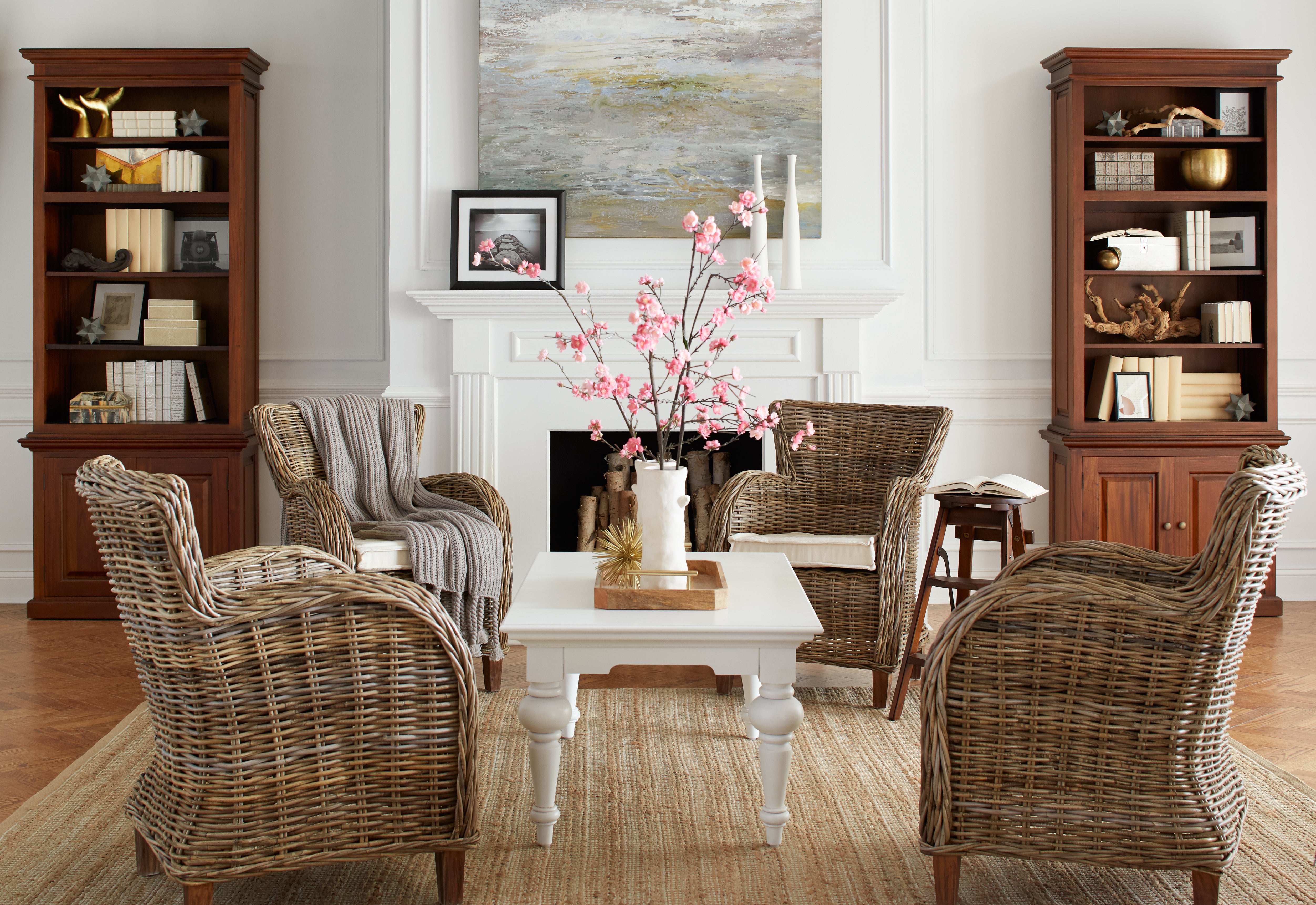 NovaSolo Provence white wooden rectangular coffee table.