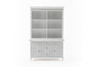 NovaSolo Skansen white wooden hutch unit with 6 shelves, 4 doors and 2 drawers.