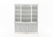 NovaSolo Skansen white wooden  kitchen hutch cabinet with 12 shelves, 5 doors and 3 drawers.