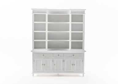 NovaSolo Skansen white wooden  kitchen hutch cabinet with 12 shelves, 5 doors and 3 drawers.