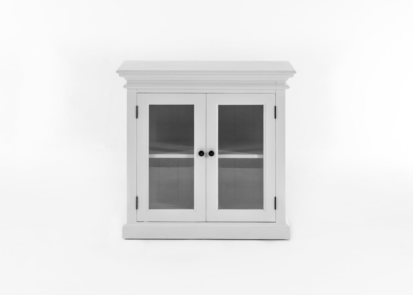 NovaSolo Halifax white wooden display buffet with 2 glass doors
