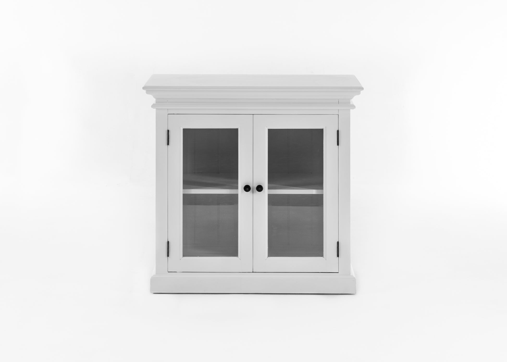 NovaSolo Halifax white wooden display buffet with 2 glass doors