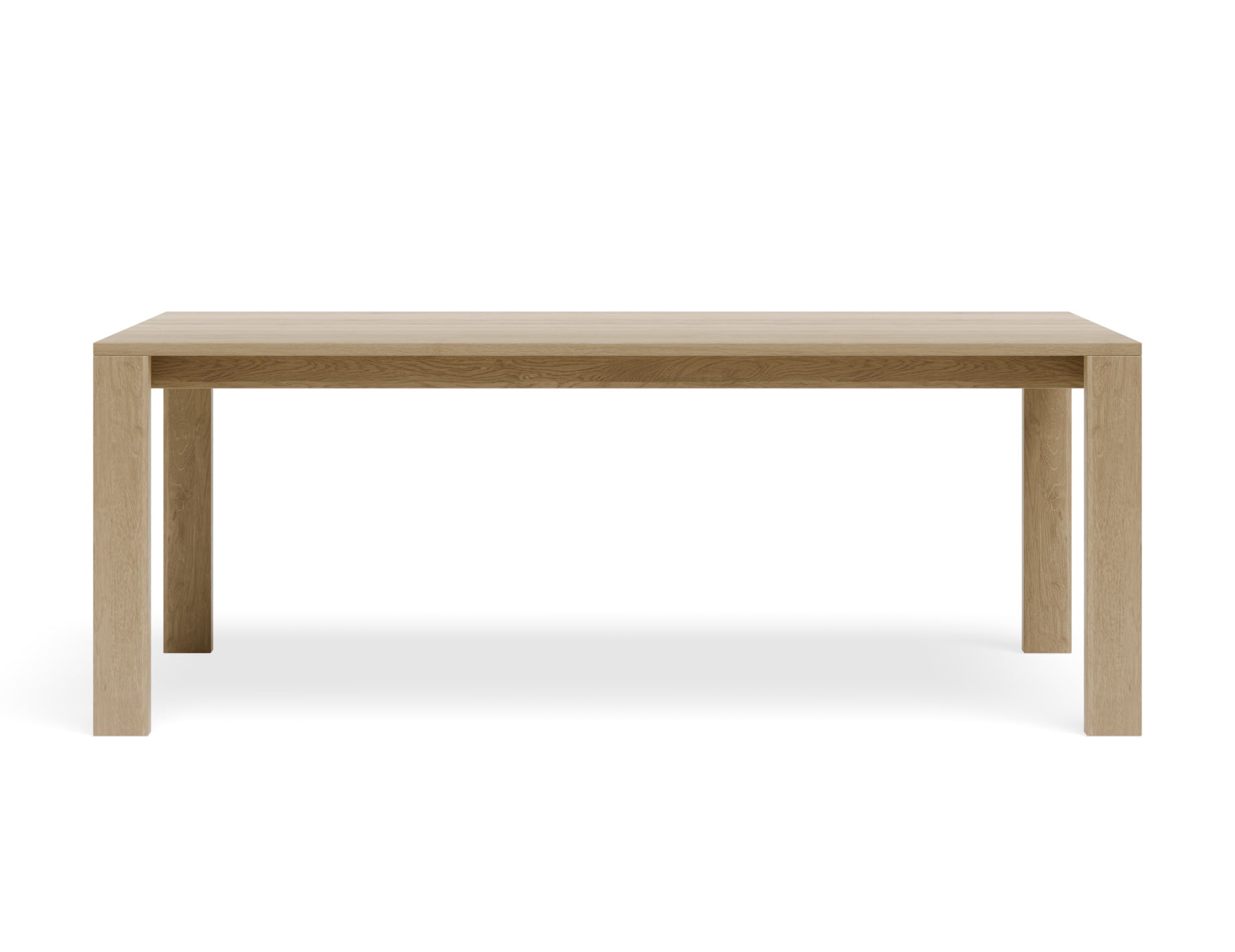 Front isolated view of Pier Dining Table - Solid Oak - 200 cm x 95 cm on white background highlighting rectangular solid oak design.