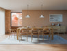 Pier Dining Table – Solid Oak – 240 cm x 100 cm with six timber dining chairs in contemporary open-plan dining room.