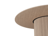 Close-up underside view of 4 to 5 seater round dining table in natural American ash finish.