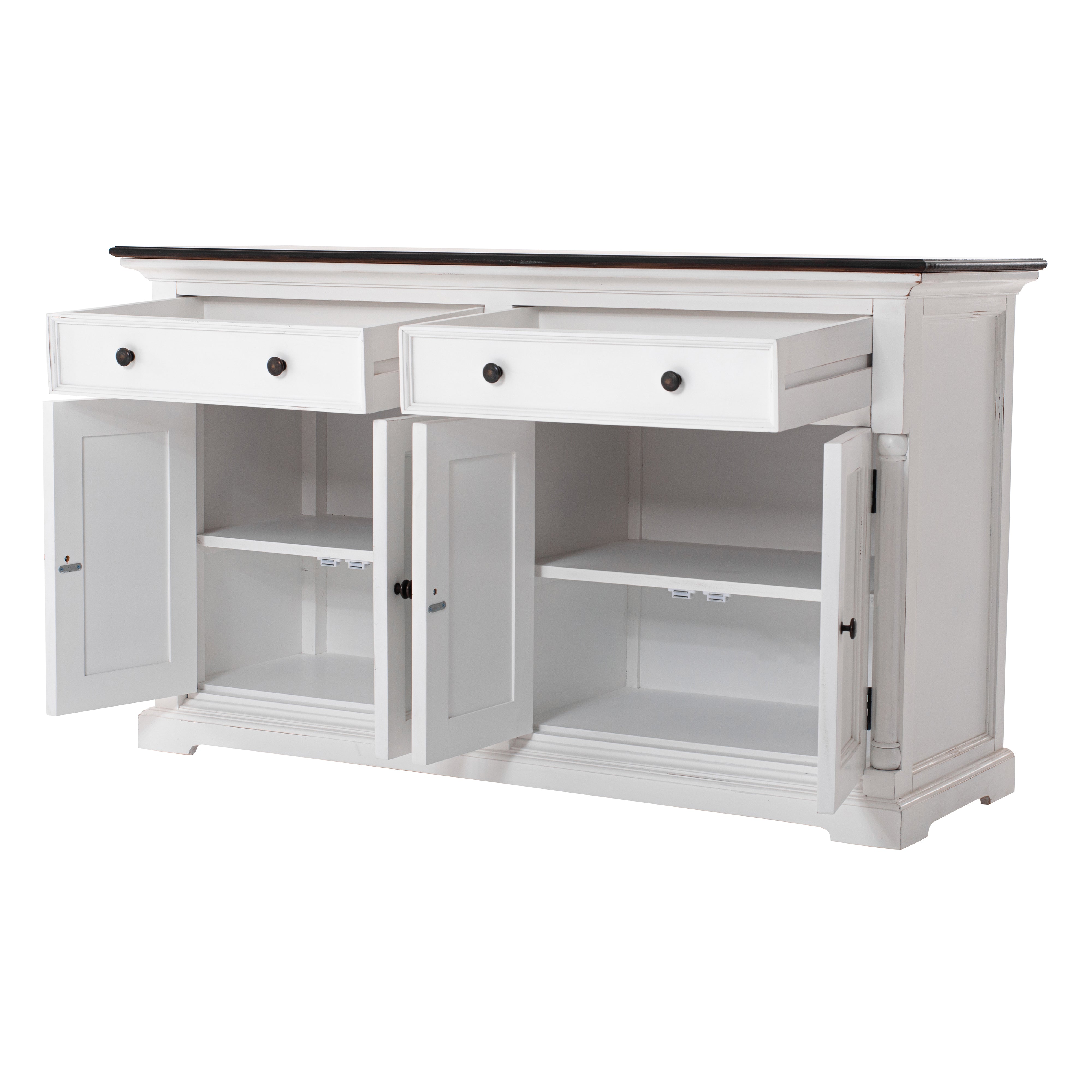 Provence Accent Classic Buffet with drawers and cupboard doors open, showing internal shelving and storage space.
