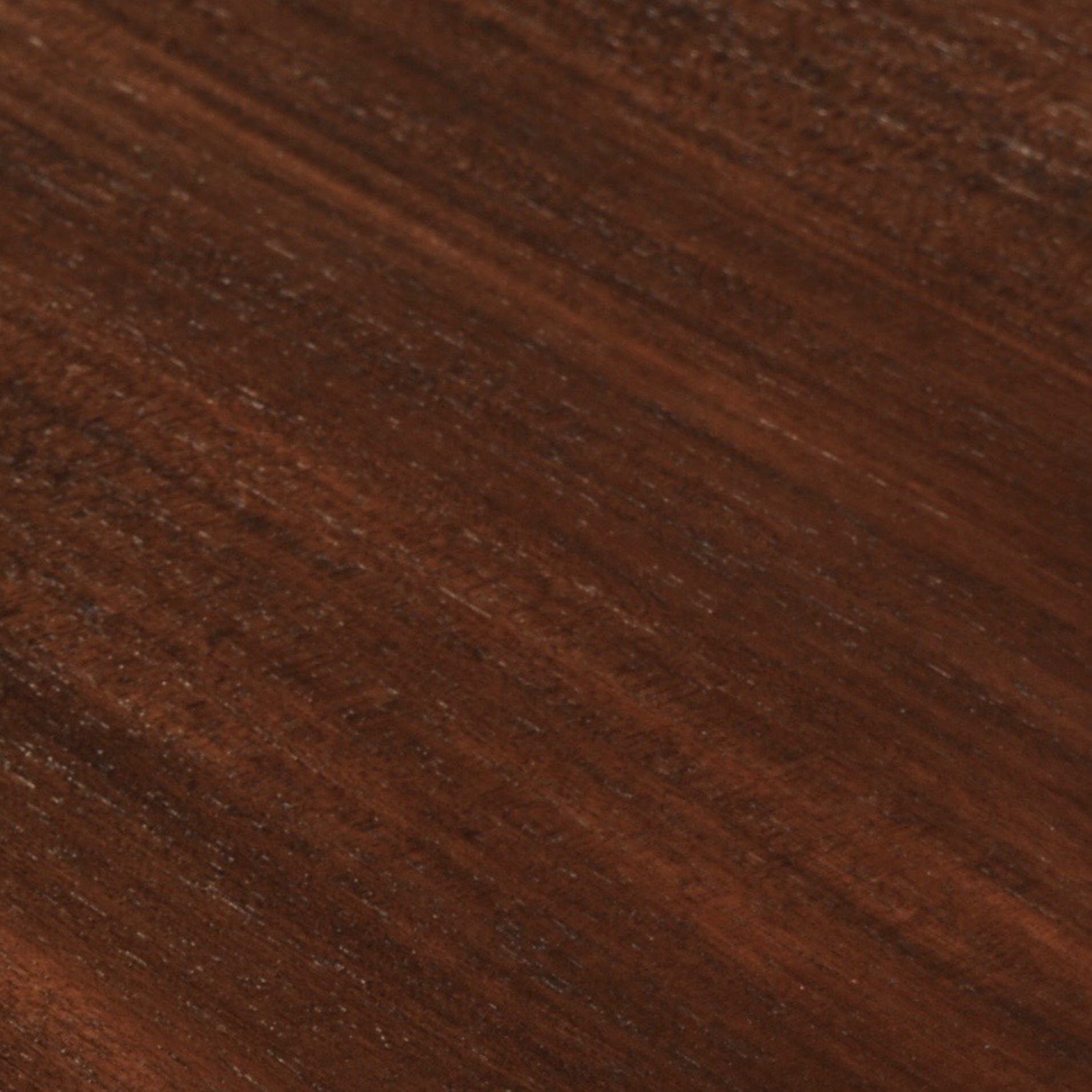 Close-up of the dark timber tabletop showing the rich brown wood grain and textured finish.