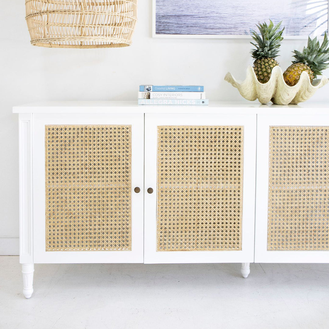 Hamilton Cane Four Door Sideboard - White - SEATONES