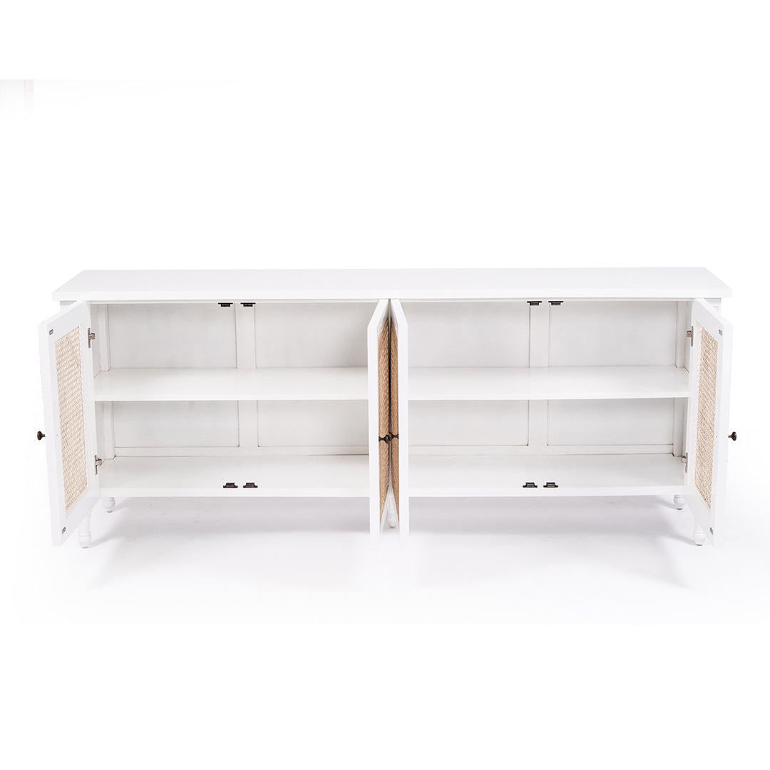Hamilton Cane Four Door Sideboard - White - SEATONES