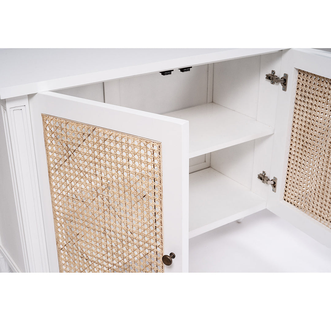 Hamilton Cane Four Door Sideboard - White - SEATONES