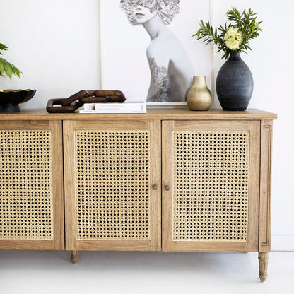 Hamilton Cane Four Door Sideboard - Weathered Oak - SEATONES