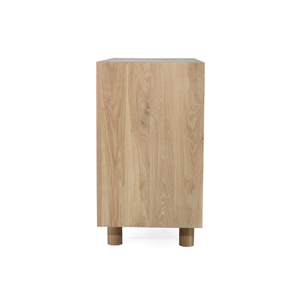 Side profile of Iluka Sideboard - Two Door highlighting natural oak wood grain.