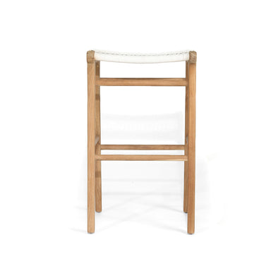 Rear view of the Zen Backless Bar Stool – White – Open Weave showcasing back leg taper and balanced frame geometry.